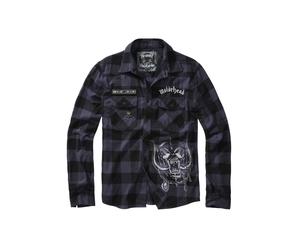Flanellhemd BRANDIT "Brandit Herren Motörhead Checkshirt", Herren, Gr. L, US-Größen, schwarz, grau, 100% Baumwolle, normal, Hemden (68709753-L) schwarz, grau