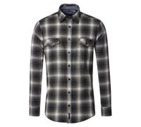 Flanellhemd CASAMODA "CASAMODA Flanellhemd kariert", Herren, Gr. 4XL, Normalgrößen, beige (beige 300), 100% Baumwolle, kariert, lässig geschnitten, Hemden (15460652-4XL) beige 300
