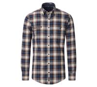 Flanellhemd CASAMODA "CASAMODA Flanellhemd kariert", Herren, Gr. L, Normalgrößen, beige (601 beige), 100% Baumwolle, kariert, lässig geschnitten, Hemden (57768331-L) 601 beige