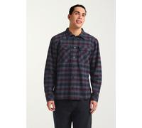 Flanellhemd JACK WOLFSKIN "BAJA FLANNEL SHIRT M", Herren, Gr. S (48), Normalgrößen, check, schwarznavy, Oberstoff: 100% BAUMWOLLE, Hemden (21121323-S) check, schwarznavy