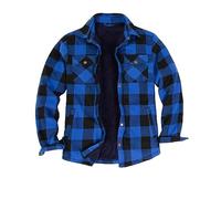 Flanellhemd Jacke für Männer Sherpa Fleece gefüttert Flanellhemden Leichtgewichtige Button Up Jacken Buffalo Plaid Blau XL