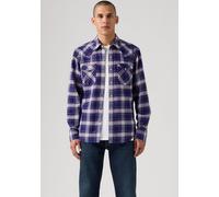 Flanellhemd LEVI'S "BARSTOW WESTERN STANDARD", Damen, Gr. XL, N-Gr, hawley plaid blau de, Flanell, Obermaterial: 99% Baumwolle, 1% metallisierte Fasern, Basic, normal, 2-Knopf-Manschette mit Druckknöp