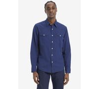 Flanellhemd LEVI'S "BARSTOW WESTERN STANDARD", Herren, Gr. M (48/50), N-Gr, blau (indigo micro), Flanell, Obermaterial: 100% Baumwolle, kariert, Basic, normal, 2-Knopf-Manschette mit Druckknöpfen, Hem