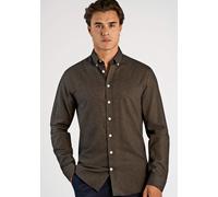 Flanellhemd LINDBERGH "Flanellhemd (Langarm) Relaxed Fit", Herren, Gr. XL, Normalgrößen, braun (dk braun), Obermaterial: 100% Baumwolle, Hemden (69969522-XL) dk braun