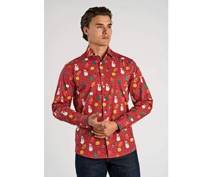 Flanellhemd LINDBERGH "Freizeithemd (Langarm) Relaxed Fit", Herren, Gr. L, Normalgrößen, bunt (rot), Obermaterial: 97% Baumwolle, 3% Elasthan, Hemden (44575306-L) rot