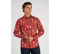 Flanellhemd LINDBERGH "Freizeithemd (Langarm) Relaxed Fit", Herren, Gr. S, Normalgrößen, bunt (rot), Obermaterial: 97% Baumwolle, 3% Elasthan, Hemden (44575306-S) rot
