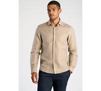 Flanellhemd LINDBERGH "Freizeithemd Modern Fit", Herren, Gr. L, Normalgrößen, beige (sand mel), Obermaterial: 59% Baumwolle, 41% Leinen, Hemden (12875729-L) sand mel