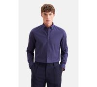 Flanellhemd SEIDENSTICKER "Schwarze Rose", Herren, Gr. L (41), normale Ärmellängen, blau (dunkelblau), 100% Baumwolle, kariert, slim fit, 2-Knopf-Manschette, Hemden, Slim 1/1 Button-Down-Kragen Karo (