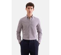 Flanellhemd SEIDENSTICKER "Schwarze Rose", Herren, Gr. L (42), normale Ärmellängen, braun (weinrot), Hemden, Slim 1/1 Button-Down-Kragen Karo (36844152-42) weinrot