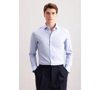 Flanellhemd SEIDENSTICKER "Schwarze Rose", Herren, Gr. L (42), normale Ärmellängen, hellblau, 100% Baumwolle, unifarben, slim fit, 2-Knopf-Manschette, Hemden (40112354-42) hellblau