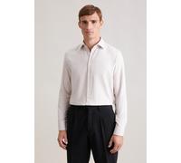 Flanellhemd SEIDENSTICKER "Schwarze Rose", Herren, Gr. XL (43), normale Ärmellängen, beige, 100% Baumwolle, Fischgratmuster, tailored fit, 2-Knopf-Manschette, Hemden, Shaped 1/1 Kentkragen Fischgrat (