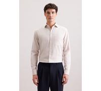 Flanellhemd SEIDENSTICKER "Schwarze Rose", Herren, Gr. XL (43), normale Ärmellängen, beige, 100% Baumwolle, Fischgratmuster, regular fit, 2-Knopf-Manschette, Hemden, Regular 1/1 Kentkragen Fischgrat (