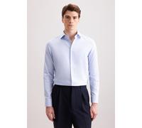 Flanellhemd SEIDENSTICKER "Schwarze Rose", Herren, Gr. XL (43), normale Ärmellängen, blau, 100% Baumwolle, kariert, slim fit, 2-Knopf-Manschette, Hemden, Slim 1/1 Kentkragen Karo (89315827-43) blau