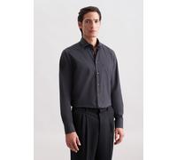 Seidensticker Regular Fit Flanellhemd dunkelgrau, Melange