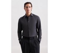 Flanellhemd SEIDENSTICKER "Schwarze Rose", Herren, Gr. XL (43), normale Ärmellängen, dunkelgrau, 100% Baumwolle, unifarben, slim fit, 2-Knopf-Manschette, Hemden, Slim 1/1 Kentkragen Uni (25478542-43)