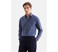 Flanellhemd SEIDENSTICKER "Schwarze Rose", Herren, Gr. XL (44), normale Ärmellängen, indigo blau, 100% Baumwolle, bedruckt, regular fit, 2-Knopf-Manschette, Hemden, Regular 1/1 Kentkragen Druck (88771