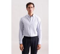 Flanellhemd SEIDENSTICKER "Schwarze Rose", Herren, Gr. XXL (45), normale Ärmellängen, blau, 100% Baumwolle, kariert, slim fit, 2-Knopf-Manschette, Hemden, Slim 1/1 Button-Down-Kragen Karo (49932133-45