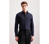 Flanellhemd SEIDENSTICKER "Schwarze Rose", Herren, Gr. XXL (45), normale Ärmellängen, dunkelblau, 100% Baumwolle, unifarben, slim fit, 2-Knopf-Manschette, Hemden, Slim 1/1 Kentkragen Uni (99999612-45)