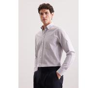 Seidensticker Herren Flanellhemd Regular Fit Langarm Button-Down-Kragen Grau Kariert