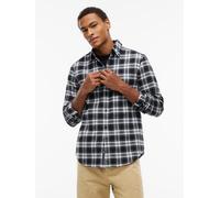 Flanellhemd TOMMY JEANS "REGULAR FLANNEL CHECK SHIRT", Herren, Gr. M (48/50), N-Gr, schwarz-weiß (schwarz check), Web, Obermaterial: 100% Baumwolle, regular fit normal, Rundhals, eingesetzt Manschette