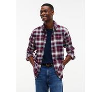 Flanellhemd TOMMY JEANS "REGULAR FLANNEL CHECK SHIRT", Herren, Gr. XXL (58), N-Gr, lila (calypso berry check), Hemden, Regular fit mit Karomuster (60496047-XXL) calypso berry check