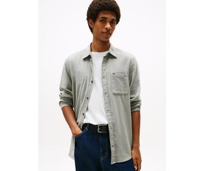 Flanellhemd TOMMY JEANS "TJM FLANNEL", Herren, Gr. L (52), N-Gr, grau (pewter grün), Flanell, Obermaterial: 100% Baumwolle, regular fit, 2-Knopf-Manschette, Hemden, regular fit, Langarmhemd, halbgespr