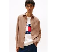 Flanellhemd TOMMY JEANS "TJM FLANNEL", Herren, Gr. S, N-Gr, pecan nut, Flanell, Obermaterial: 100% Baumwolle, regular fit, 2-Knopf-Manschette, Hemden Flanellhemd, regular fit, Langarmhemd, halbgesprei