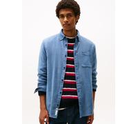 Flanellhemd TOMMY JEANS "TJM FLANNEL", Herren, Gr. S, N-Gr, schwarz night navy, Flanell, Obermaterial: 100% Baumwolle, regular fit, 2-Knopf-Manschette, Hemden, regular fit, Langarmhemd, halbgespreizte