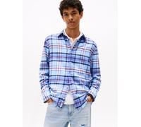 Flanellhemd TOMMY JEANS "TJM REG FLANNEL CHECK SHIRT EXT", Herren, Gr. M, N-Gr, light powdery blau, big check, Flanell, Obermaterial: 100% Baumwolle, kariert, regular fit, Hemden, kariert, regular fit