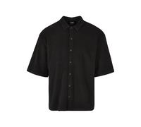 Urban Classics Langarm-Poloshirt Boxy Towel Shirt Herren Unifarben Oversize 100% Baumwolle Schwarz M