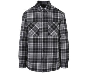Flanellhemd URBAN CLASSICS "Urban Classics Herren Padded Checked Shirt Jacket", Herren, Gr. XXL, US-Größen, schwarz, weiß, 65% Polyester (Recycelt), 35% Baumwolle, Hemden (12552743-XXL) schwarz, weiß