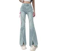 Flared Jeans Damen - Schlaghose Damen Hippie - Flarecut Stretch Casual Jeanshose Skinny Ausgestellte Weites Bein Röhrenjeans Teenager Mädchen Denim Jeans