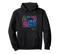 Flash-Gothic-Grafik mit floralem Rosenschädel-Tattoo Pullover Hoodie