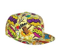 Flat Bill Baseballkappe, 3D-Comic-Elemente, flache Krempe, verstellbare Snapback-Kappen, lässiger Papa-Hut, Trucker-Hüte für Männer und Frauen, Schwarz, Schwarz , One size