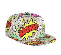 Flat Bill Baseballkappe, 3D-Comic-Pop-Elemente, flache Krempe, verstellbare Snapback-Kappen, lässiger Papa-Hut, Trucker-Hüte für Männer und Frauen, Schwarz, Schwarz , One size