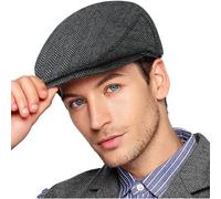 Flatcap Herren Gatsby Newsboy Einheitsgröße Graues Fischgrätmuster