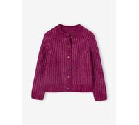 Flauschige Mädchen Strickjacke dunkelviolett Gr. 92/98 von vertbaudet