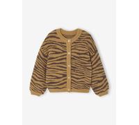 Flauschige Mädchen Strickjacke mit Tiermuster braun zebra Gr. 116 von Vertbaudet