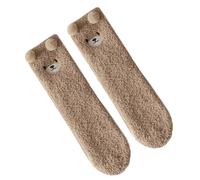 Flauschige Socken mit Motiv | Bestickte Strümpfe aus Korallen Fleece - Dicke Cartoon Stickerei Flauschige Stoppersocken | Für Männer, Frauen, Familie, Kinder Und Für Zuhause Im Wohnzimmer