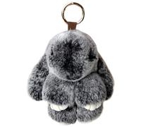 Flauschiger Bunny -Schlüsselbund, Bunny Keychain Black Weiches Kaninchenpuppe Flauschiger mit Metallschnalle süße Tasche Charm Kawaii gefülltes Tier für Handtaschen, Rucksäcke, Handys, Autos
