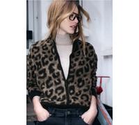 Cardigan STREET ONE STUDIO, Damen, Gr. 46, schwarz, Stoff, 100% Polyester, animal-print, normal normal, Rundhals, Rippbündchen, Strickjacken (82470766-46) schwarz