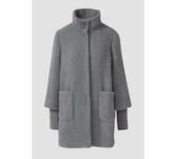 Flauschiger Mantel mit Stehkragen und Rippbündchen 32 grau 2171596.98W4.32