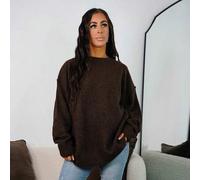 Flauschiger, Oversized Strickpullover mit Nahtdetails, Rundhalsausschnitt, Herbst Winter Loungewear, gemütlich, Weihnachten, Büro, süß, elegant, lässi