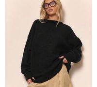 Flauschiger, Oversized Strickpullover mit Nahtdetails, Rundhalsausschnitt, Winterwäsche, gemütlich, Büro, niedlich, elegant, lässig, , Pullover Frühli