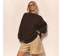 Flauschiger, Oversized Strickpullover mit Nahtdetails, Rundhalsausschnitt, Winterwäsche, gemütlich, Büro, süß, elegant, lässig, elegant, Frühlingspull