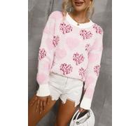 Flauschiger Strickpullover mit Perlenverzierungen XL