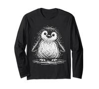 Flauschiges Baby Pinguin Kratzbild Optik Skizze Zeichnung Langarmshirt