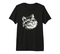 Flauschiges Katzengesicht, japanischer Sumi-e-Stil Premium T-Shirt