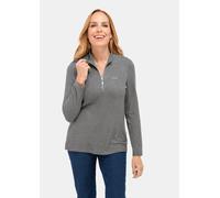 Flauschiges Stehbundshirt mit Reißverschluss und glänzendem, gesticktem Logo grau 40