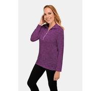 Longpullover GOLDNER "Kurzgröße Flauschiges Troyer- Shirt", Damen, Gr. 24, lila (pflaume, melange), Obermaterial: 75% Viskose CV. 20% Polyester PES. 5% Elasthan EL., weit Tubular, Pullover Longpullove
